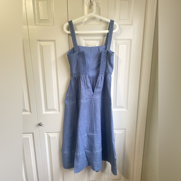 New Reformation Everett Midi Linen Sleeveless Dress - Cornflower Blue Size 4 - Picture 8 of 11